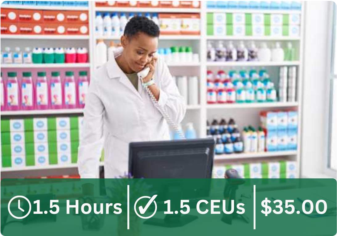 This course is 1.5 hours and 1.5 CEUs. It costs $35.00