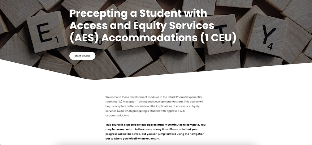 screenshot of aes training module